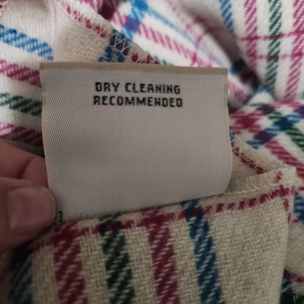 Woolrich Vintage Plaid Wool Blanket Cream Blue Green Red Made in USA 60x59